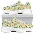 Watercolor Music Notes Pattern Print White Chunky Shoes