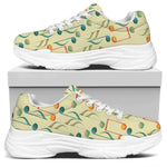 Watercolor Music Notes Pattern Print White Chunky Shoes