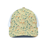 Watercolor Music Notes Pattern Print White Mesh Trucker Cap