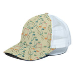 Watercolor Music Notes Pattern Print White Mesh Trucker Cap