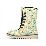 Watercolor Music Notes Pattern Print Winter Boots