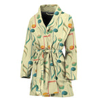 Watercolor Music Notes Pattern Print Women's Bathrobe