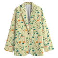 Watercolor Music Notes Pattern Print Women's Blazer