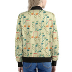 Watercolor Music Notes Pattern Print Women's Bomber Jacket