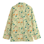 Watercolor Music Notes Pattern Print Women's Cotton Blazer