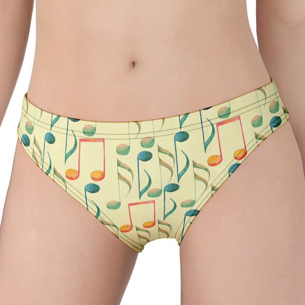 Watercolor Music Notes Pattern Print Women's Panties