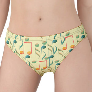 Watercolor Music Notes Pattern Print Women's Panties