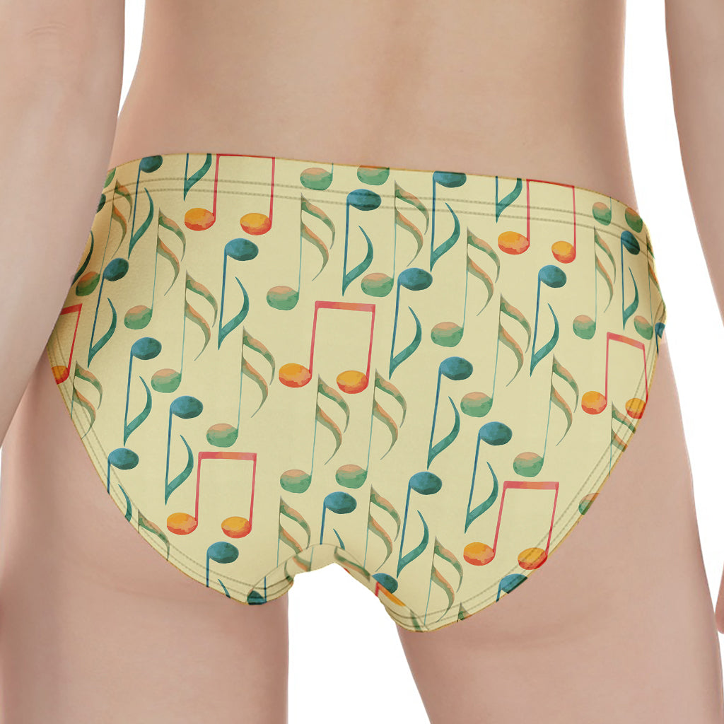 Watercolor Music Notes Pattern Print Women's Panties