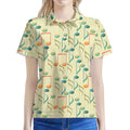 Watercolor Music Notes Pattern Print Women's Polo Shirt