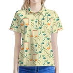 Watercolor Music Notes Pattern Print Women's Polo Shirt