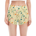 Watercolor Music Notes Pattern Print Women's Split Running Shorts