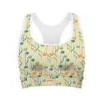 Watercolor Music Notes Pattern Print Women's Sports Bra
