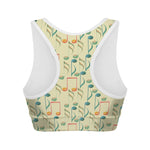 Watercolor Music Notes Pattern Print Women's Sports Bra