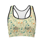 Watercolor Music Notes Pattern Print Women's Sports Bra