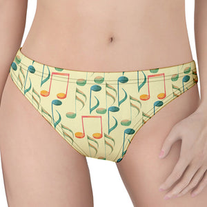 Watercolor Music Notes Pattern Print Women's Thong