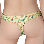 Watercolor Music Notes Pattern Print Women's Thong