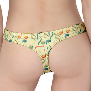 Watercolor Music Notes Pattern Print Women's Thong