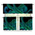 Watercolor Octopus Print 3 Piece Kitchen Curtains