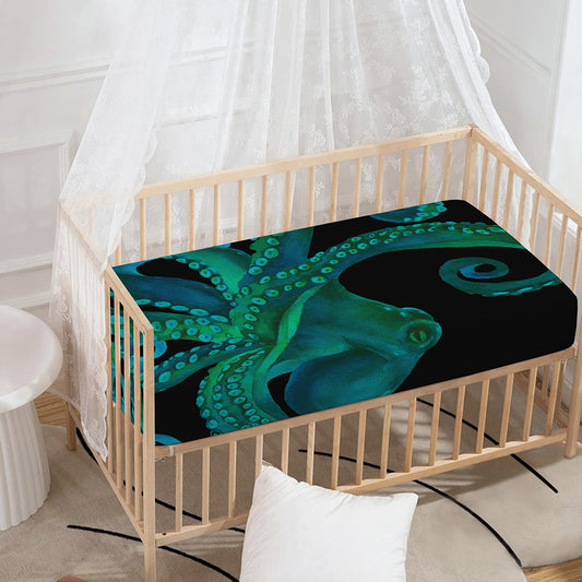 Watercolor Octopus Print Baby Crib Sheet