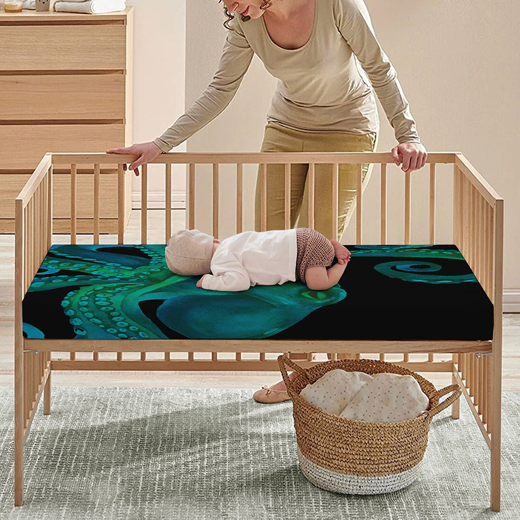 Watercolor Octopus Print Baby Crib Sheet