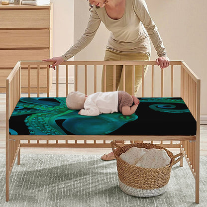 Watercolor Octopus Print Baby Crib Sheet