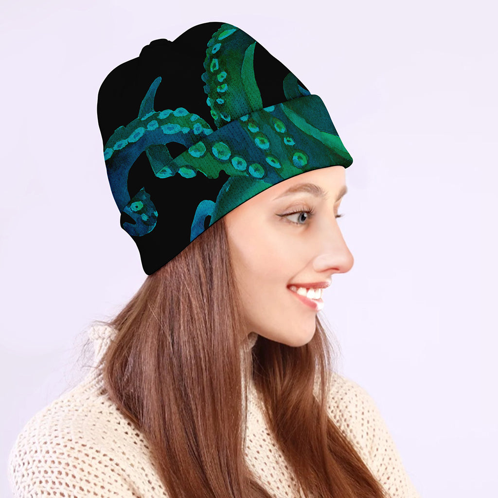 Watercolor Octopus Print Beanie