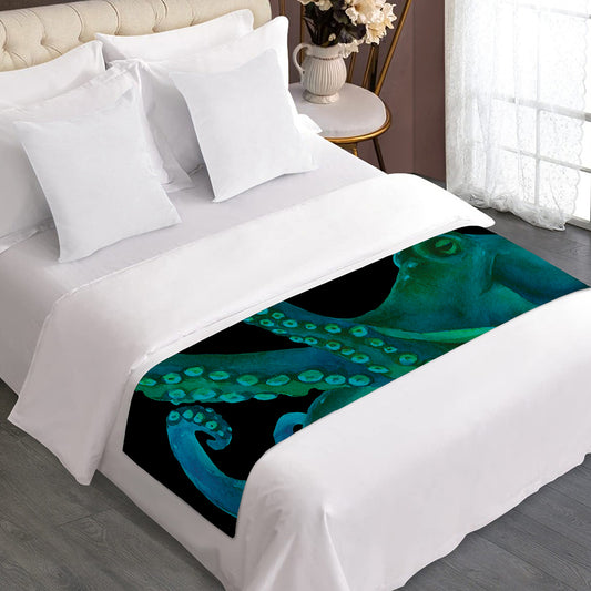 Watercolor Octopus Print Bed Runner