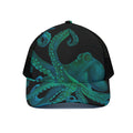 Watercolor Octopus Print Black Mesh Trucker Hat