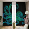 Watercolor Octopus Print Blackout Pencil Pleat Curtains