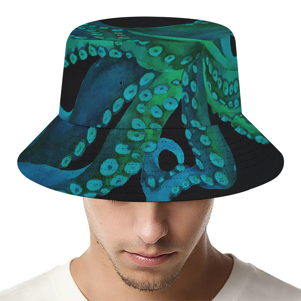 Watercolor Octopus Print Bucket Hat