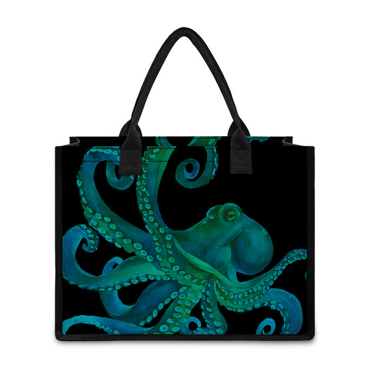 Watercolor Octopus Print Canvas Tote Bag