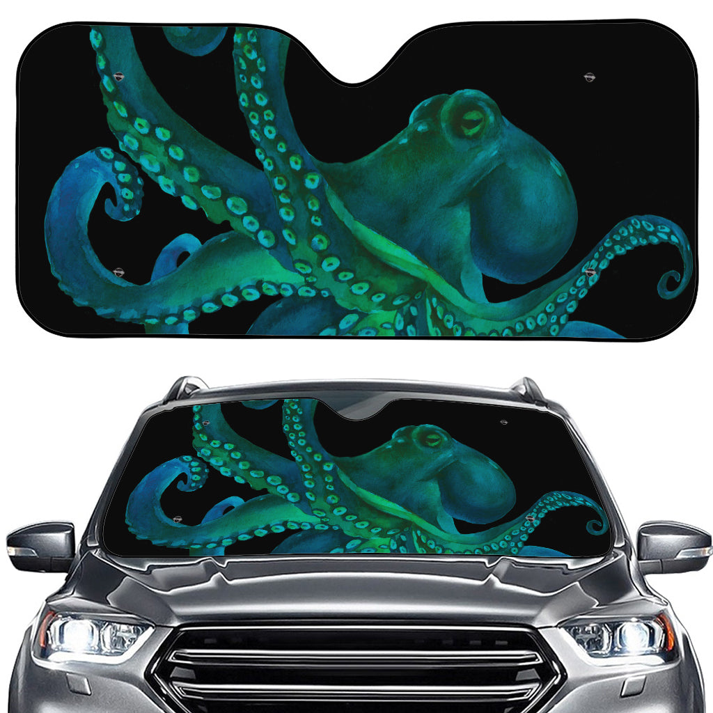 Watercolor Octopus Print Car Windshield Sun Shade