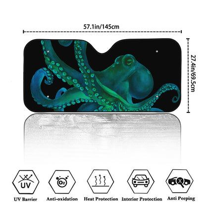 Watercolor Octopus Print Car Windshield Sun Shade