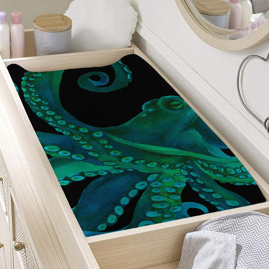 Watercolor Octopus Print Changing Pad Cover