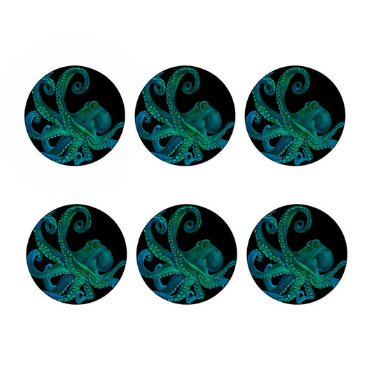 Watercolor Octopus Print Coaster Set