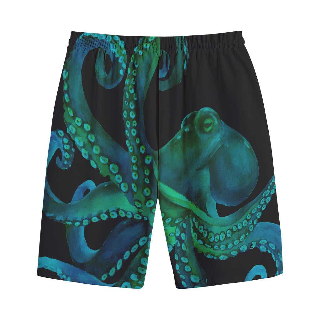 Watercolor Octopus Print Cotton Shorts
