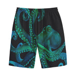Watercolor Octopus Print Cotton Shorts