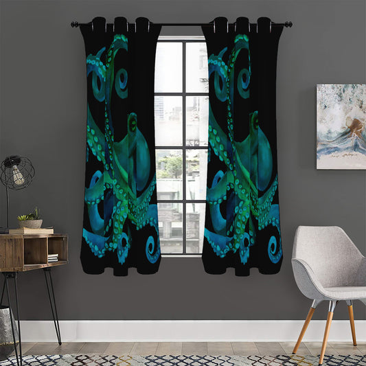 Watercolor Octopus Print Curtain