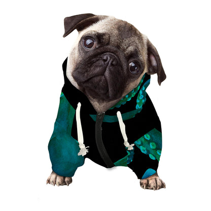 Watercolor Octopus Print Dog Zip Up Hoodie