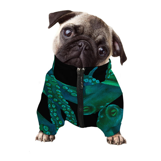 Watercolor Octopus Print Dog Zip Up Jacket