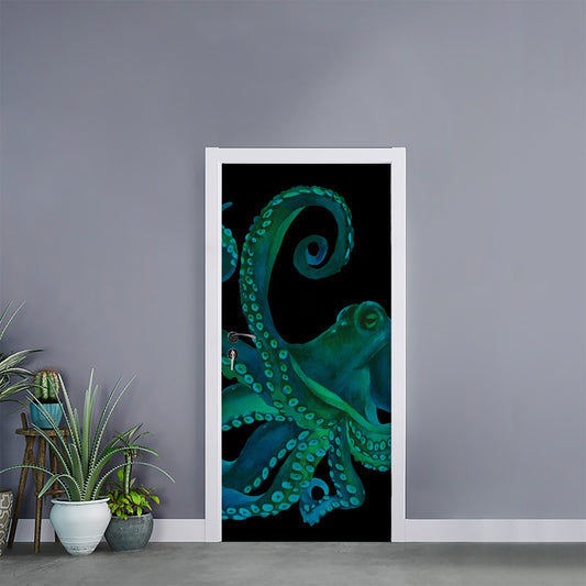 Watercolor Octopus Print Door Sticker