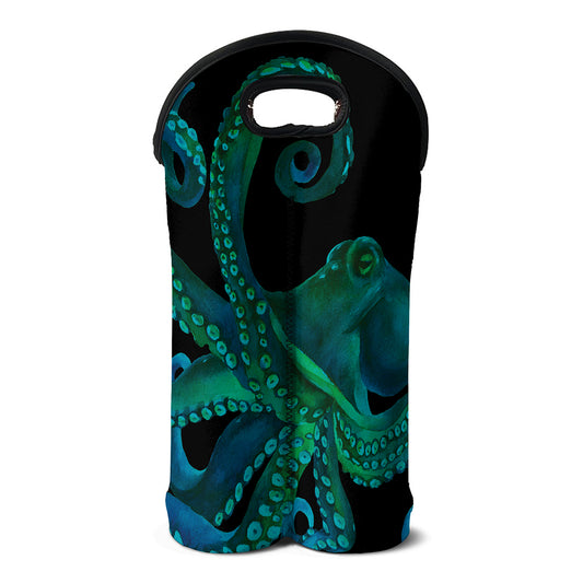 Watercolor Octopus Print Double Neoprene Wine Tote