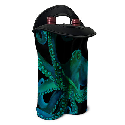 Watercolor Octopus Print Double Neoprene Wine Tote