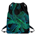 Watercolor Octopus Print Drawstring Backpack