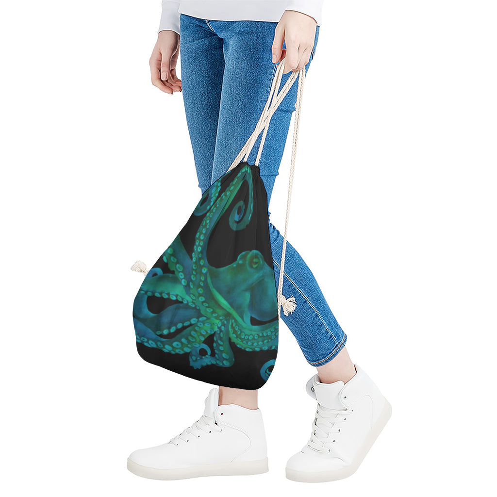 Watercolor Octopus Print Drawstring Bag