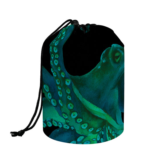 Watercolor Octopus Print Drawstring Makeup Bag