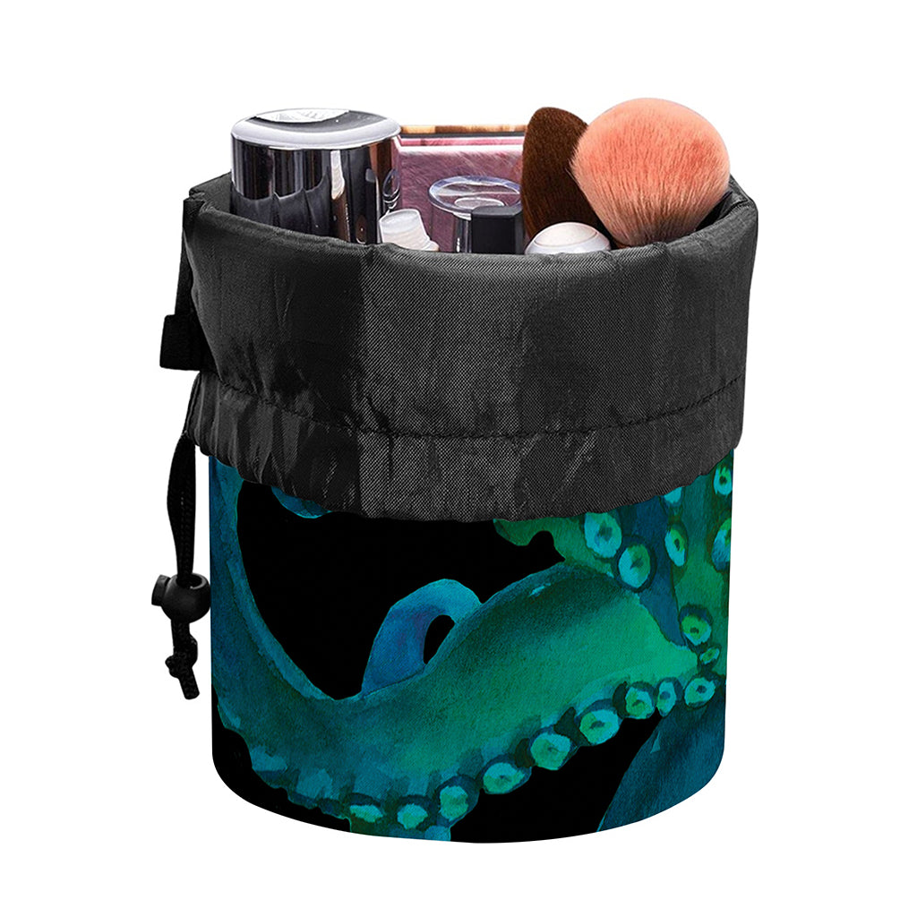Watercolor Octopus Print Drawstring Makeup Bag