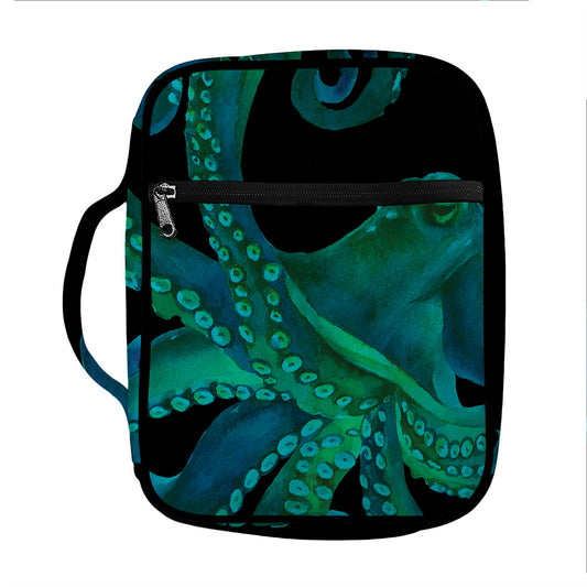 Watercolor Octopus Print Front Pocket Bible Bag