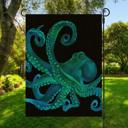 Watercolor Octopus Print Garden Flag