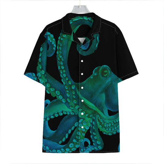 Watercolor Octopus Print Hawaiian Shirt